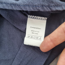 Load image into Gallery viewer, Lace Up Smock Blouse XXL Peasant Artisan Cotton Linen Navy Blue Tunic Workwear

