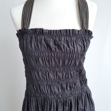 Load image into Gallery viewer, Zara Dress Midi Maxi Black Pockets Sundress 100% Cotton Shirred A Line Strap XL
