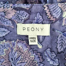 Load image into Gallery viewer, Peony Indian Smock Dress Tunic Floral One Size Purple Mini Cotton Boho Hippie

