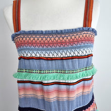 Load image into Gallery viewer, Only Midi Sun Dress Tiered Shirred Embroidered Multicoloured A Line Holiday 10
