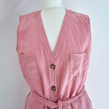 Load image into Gallery viewer, Boden Midi Shirt Dress 100% Linen Pink Belted Pockets Button Down Stained 14 R
