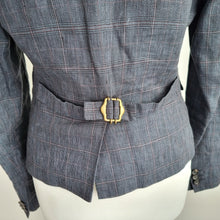 Load image into Gallery viewer, Jigsaw Blazer 100% Linen 8 Grey Jacket Fitted Prince of Wales Check Lined Work
