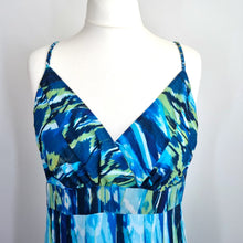 Load image into Gallery viewer, Per Una Maxi Dress 18 M&amp;S Strappy Turquoise Blue Chiffon Lined Handkerchief
