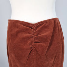 Load image into Gallery viewer, Joseph Corduroy Skirt Brown Knee Length Fit Flare Ruching Cotton Tan Medium
