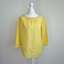 Load image into Gallery viewer, Boden Top 100% Linen Yellow UK 8 Blouse Button Down Back 3/4 Sleeves Work Casual
