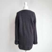 Load image into Gallery viewer, COS Cardigan Alpaca Wool Black V Neck Oversized Buttons Fuzzy Chunky Knit XS

