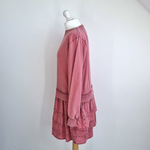 Load image into Gallery viewer, Next Sweatshirt Dress Broderie Anglaise Medium Skirt Faded Pink 100% Cotton
