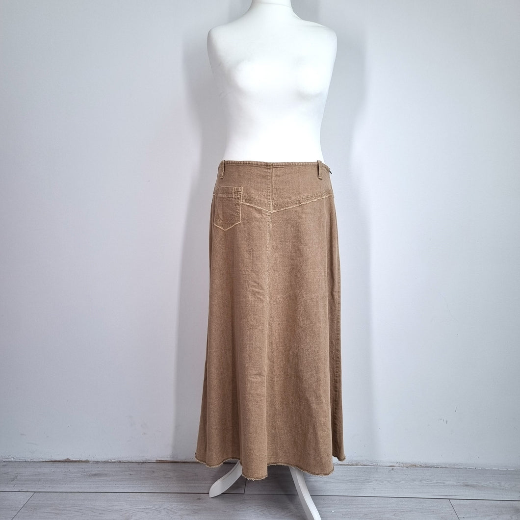 Per Una Midi Skirt 18 NEW M&S Beige Stretch Maxi A Line Pocket Western Denim