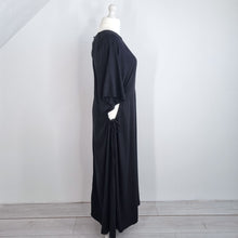 Load image into Gallery viewer, Never Fully Dressed Dress Maxi Black Side Cutout Lagenlook Kaftan Plus Size 24
