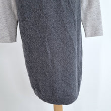 Load image into Gallery viewer, Jaeger Jumper Dress Wool Cashmere Blend Grey Shift Long Sleeves Work Cowl Small
