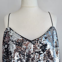 Load image into Gallery viewer, Very Sequin Camisole Top UK 24 Silver Lined Strappy Vest Party Plus Size Xmas
