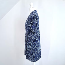 Load image into Gallery viewer, Whistles Dress Mini Tunic Pockets Blue Shift Short Sleeves Print Zip Work Size 8
