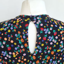 Load image into Gallery viewer, Marks &amp; Spencer Dress Jersey UK 24 Black Ditsy Floral Print Smock Tunic Casual
