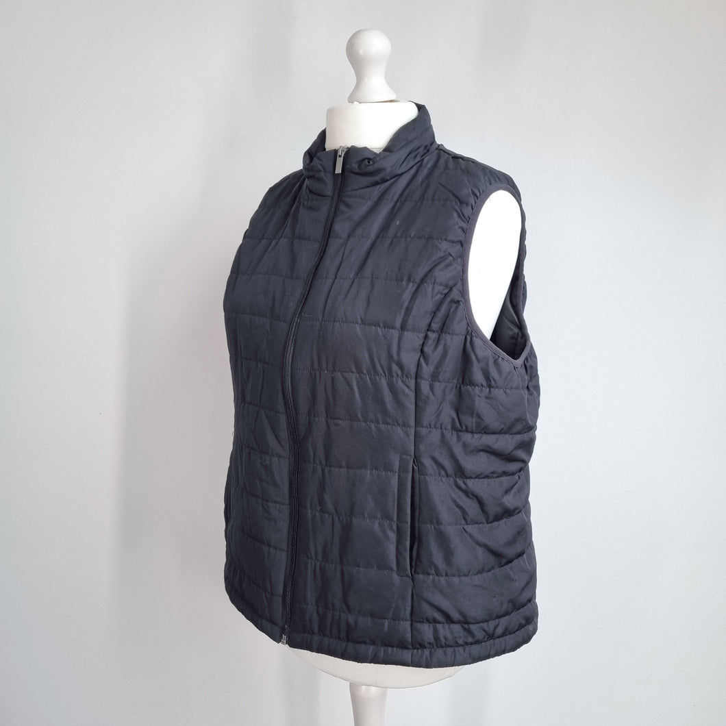 Marks & Spencer Gilet Padded Black Quilted Jacket Sleeveless Pockets Zip Up 20