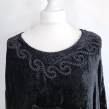 Load image into Gallery viewer, Vintage Rapp Velvet Top Black Asymmetric Pocket Blouse Tunic Witchy One Size
