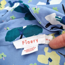 Load image into Gallery viewer, Finery Midi Tea Dress Blue 16 Floral Print Long Sleeves Pastel Work Occasion
