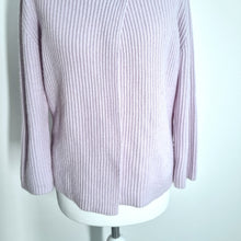 Load image into Gallery viewer, Madeleine 100% Cashmere Cardigan UK 8 Lilac Wrap Button Ribbed Knit 3/4 Sleeve
