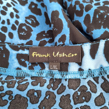 Load image into Gallery viewer, Frank Usher Midi Dress L XL Leopard Print Pockets Blue Black Short Sleeve Animal
