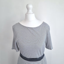 Load image into Gallery viewer, L. K. Bennett Dress Striped Belted Jersey Midi Dr Emile Navy White Work UK 8
