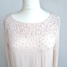 Load image into Gallery viewer, Mint Velvet Dress Chiffon Tunic Cream Embroidered Sequins Mini 3/4 Sleeves 16
