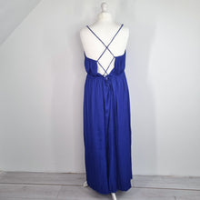 Load image into Gallery viewer, NEW Anthropologie Maxi Dress Halter Side Slit Blue Occasion Crinkle Plus 1XL
