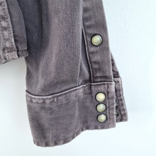 Load image into Gallery viewer, AllSaints Western Denim Shirt Men&#39;s Inada Grey Pearl Snap Buttons Thick Medium
