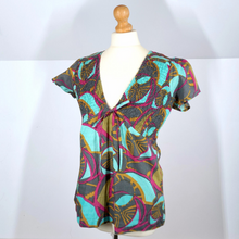 Load image into Gallery viewer, Antik Batik Blouse Top Shirred Smock Print Multicolour Turquoise Cotton Boho 12
