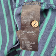 Load image into Gallery viewer, Mantaray  T-Shirt Dress Striped  UK 12 Blue Green 100% Cotton Pockets Casual
