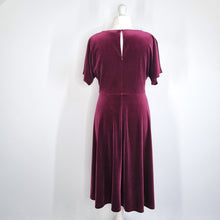 Load image into Gallery viewer, White Stuff Velvet Dress Midi Plum Burgundy Occasion Stretch Christmas Party 16
