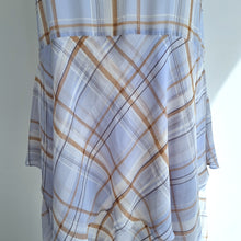 Load image into Gallery viewer, M&amp;S Autograph Midi Dress Chiffon Check Pastel Blue Ruffles Occasion Tartan 18
