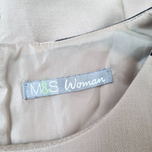 Load image into Gallery viewer, M&amp;S Woman Shift Dress UK 16 Colour Block Beige Navy Smart Work Office Lined
