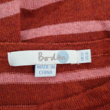 Load image into Gallery viewer, Boden Jumper Striped Longline Burgundy Pink Tunic Cotton Cashmere Blend Crew 12
