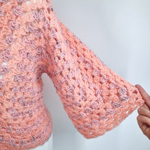 Load image into Gallery viewer, Handmade Crochet Cardigan Cropped Overized Chunky Knit Boxy Peach Pink 10 12 14

