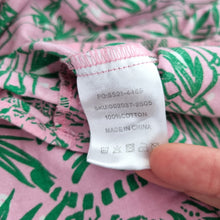 Load image into Gallery viewer, Hush Pyjama Top Shirt Medium Tiger Jungle Print Pink Green 100% Cotton Buttons

