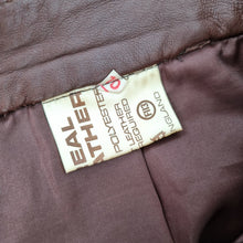 Load image into Gallery viewer, Vintage Real Leather Skirt Brown Fits UK 8 Knee Length High Waist A-Line Pockets
