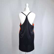 Load image into Gallery viewer, The Ragged Priest Dress Black Orange Striped Slip Small Strappy Mini District
