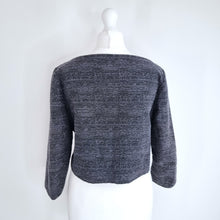 Load image into Gallery viewer, COS Cropped Top Tweed Dark Grey Blouse Long Sleeves Work Office Boxy Chic UK 6
