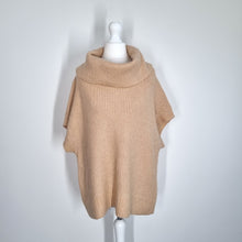 Load image into Gallery viewer, Mint Velvet Camel Jumper Tabard Small Tan Roll Neck Short Sleeves Chunky Knit
