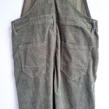 Load image into Gallery viewer, Wash Corduroy Dungarees Khaki Green Straight Leg Pockets 100% Cotton W34 UK16
