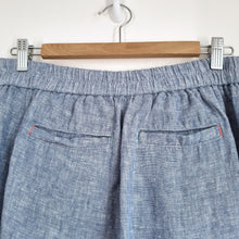 Load image into Gallery viewer, White Stuff Trousers 100% Linen 10 Light Blue Pleated Elastic Waist High Rise
