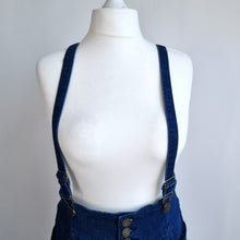 Load image into Gallery viewer, Collectif Denim Skirt Suspenders Pencil High Rise Dark Blue Retro Pinup 16 XL
