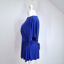 Load image into Gallery viewer, Phase Eight Peplum Blouse UK 18 Royal Blue Ruched Stretch Top Smart Casual Work
