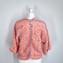 Load image into Gallery viewer, Handmade Crochet Cardigan Cropped Overized Chunky Knit Boxy Peach Pink 10 12 14
