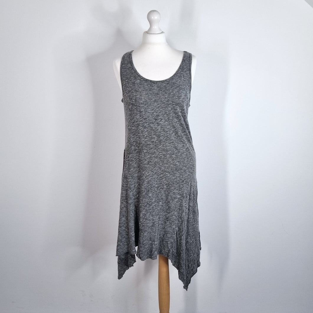 All Saints Asymmetric Dress Tank Grey Marl Jersey Ella Stretch Casual Medium