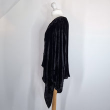 Load image into Gallery viewer, Vintage Rapp Velvet Top Black Asymmetric Pocket Blouse Tunic Witchy One Size
