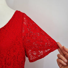 Load image into Gallery viewer, Joanna Hope Lace Dress Red UK 20 Maxi Lined Christmas Party Floral Short Sleeves
