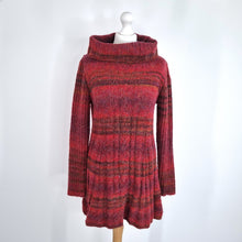 Load image into Gallery viewer, Joe Browns Jumper Dress Skater Roll Neck Chunky Knit Red Sweater Winter Mini 14
