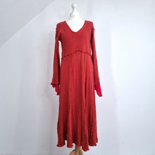 Load image into Gallery viewer, Knitted Midi Dress Renaissance And More Again Maroon 100% Cotton Boho One Size
