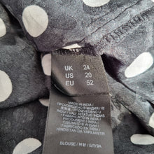Load image into Gallery viewer, Joe Browns Blouse Polka Dot Plus Size 24 Black Smock Peplum Top Wrap Long Sleeve
