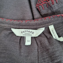 Load image into Gallery viewer, Fat Face Peasant Top Blouse Embroidered 14 Tassels Grey Cotton Boho 3/4 Sleeves
